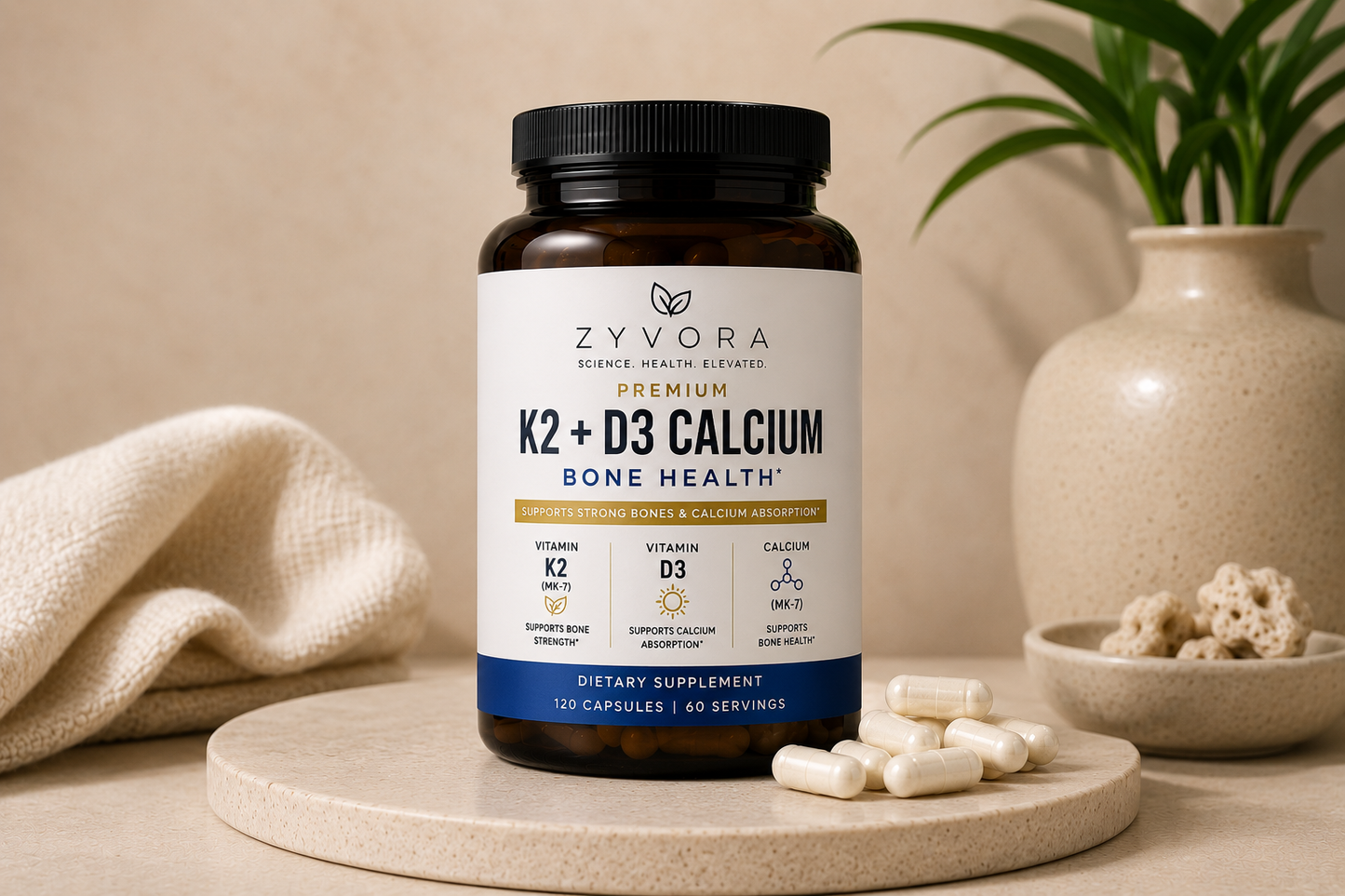 K2+D3 Calcium Tablets (Bone & Heart Support)